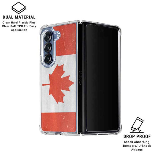 Canada Flag Distressed Galaxy Z Fold6 Clear Case